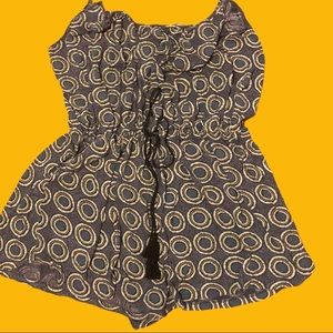 H&M Blue & Tan Circle Print Boho Romper XL🛍🎄